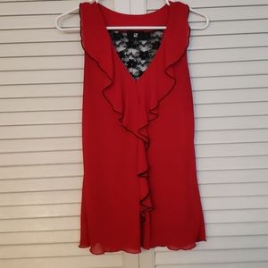 Red ruffle tank blouse size L